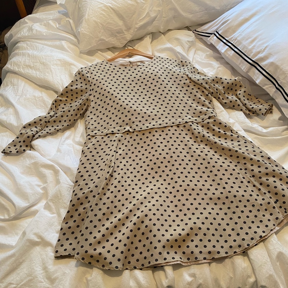 Madewell swing silk polka dot dress